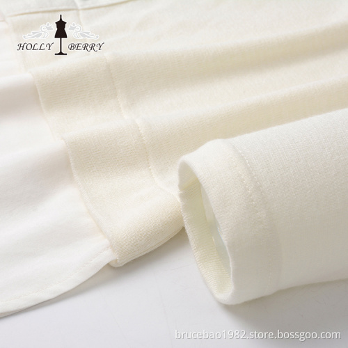 Two Piece Knitted Womens Crew Neck Lace Blouse